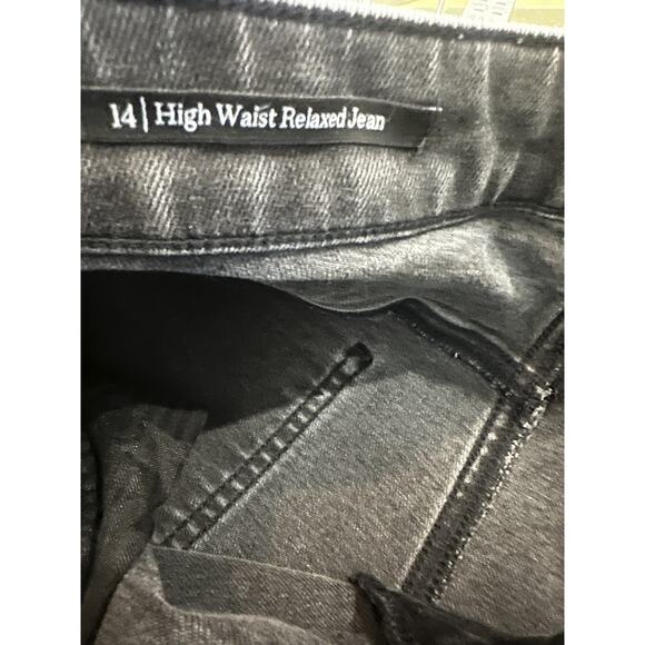 Talbots Embellished High Waist Relaxed Jeans Black Rhinestone Crystal Size 14 - Picture 11 of 16